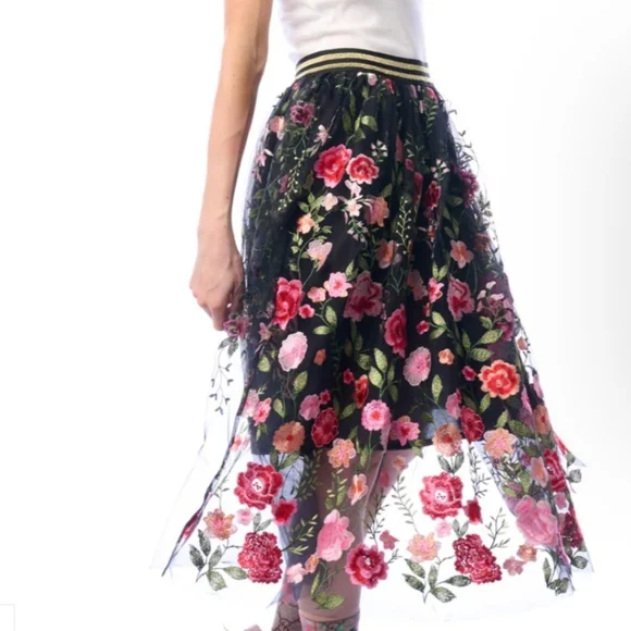 NWT Aratta Dark Rose Embroidered Skirt. Medium - Picture 4 of 14